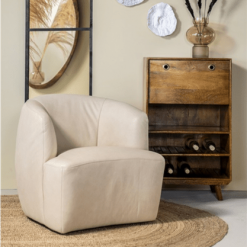 Meubles & Design Fauteuils Fauteuil Cuir Rond Design Blanc -Chaise Soldes Magasin fauteuil cuir rond design blanc 5