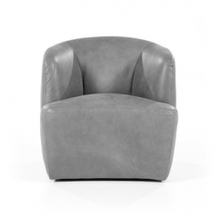 Meubles & Design Fauteuils Fauteuil Cuir Rond Design Gris -Chaise Soldes Magasin fauteuil cuir rond design gris 2