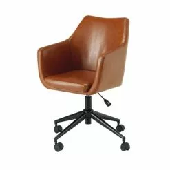 Maisons Du Monde Chaises De Bureau Fauteuil De Bureau En Textile Enduit Marron Vieilli