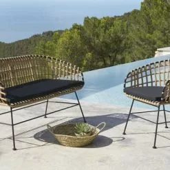 Maisons Du Monde Fauteuils De Jardin Fauteuil De Jardin En Résine Imitation Rotin Et Toile Noire -Chaise Soldes Magasin fauteuil de jardin en resine imitation rotin et toile noire 1000 8 7 187008 10