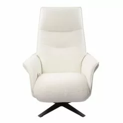 My New Design Fauteuils Fauteuil De Relaxation Manuel Design - Cuir Blanc -Chaise Soldes Magasin fauteuil de relaxation manuel design cuir blanc 2
