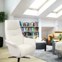 My New Design Fauteuils Fauteuil De Relaxation Manuel Design - Cuir Blanc -Chaise Soldes Magasin fauteuil de relaxation manuel design cuir blanc 3