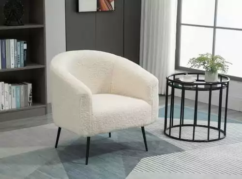 Nordlys Fauteuils Fauteuil De Salon En Métal Et Bouclettes Blanches 2 Nordlys Fauteuils Fauteuil De Salon En Métal Et Bouclettes Blanches – Image 2