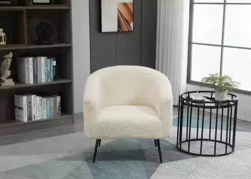 Nordlys Fauteuils Fauteuil De Salon En Métal Et Bouclettes Blanches 3 Nordlys Fauteuils Fauteuil De Salon En Métal Et Bouclettes Blanches – Image 3