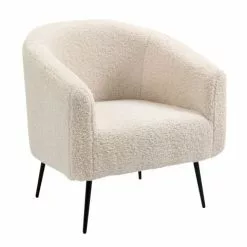 Nordlys Fauteuils Fauteuil De Salon En Métal Et Bouclettes Blanches