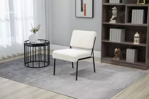 Nordlys Fauteuils Fauteuil De Salon En Métal Et Bouclettes Blanches 2 Nordlys Fauteuils Fauteuil De Salon En Métal Et Bouclettes Blanches – Image 2