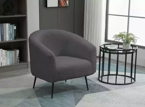 Nordlys Fauteuils Fauteuil De Salon En Métal Et Bouclettes Grises 2 Nordlys Fauteuils Fauteuil De Salon En Métal Et Bouclettes Grises – Image 2