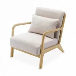 Alice's Garden Fauteuils Fauteuil Design Beige En Bois Et Tissu