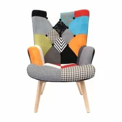 The Home Deco Factory Fauteuils Fauteuil Design Coloré Patchwork -Chaise Soldes Magasin fauteuil design colore patchwork 4