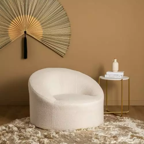 Drawer Fauteuils Fauteuil Design En Bouclette Ivoire 2 Drawer Fauteuils Fauteuil Design En Bouclette Ivoire – Image 2