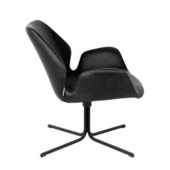 Zuiver Fauteuils Fauteuil Design En Simili Cuir Noir -Chaise Soldes Magasin fauteuil design en simili cuir noir 2