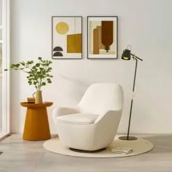 Drawer Fauteuils Fauteuil Design En Tissu Bouclette Beige -Chaise Soldes Magasin fauteuil design en tissu bouclette beige 5