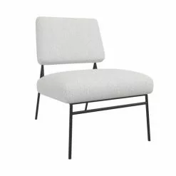 Drawer Fauteuils Fauteuil Design En Tissu Bouclette Et Métal Ecru