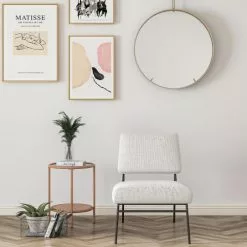 Drawer Fauteuils Fauteuil Design En Tissu Bouclette Et Métal Ecru -Chaise Soldes Magasin fauteuil design en tissu bouclette et metal ecru 5