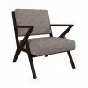 Drawer Fauteuils Fauteuil Design En Tissu Et Bois Foncé Taupe