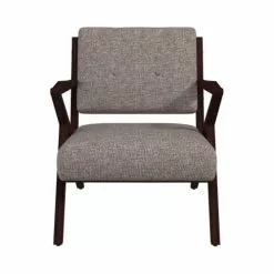 Drawer Fauteuils Fauteuil Design En Tissu Et Bois Foncé Taupe -Chaise Soldes Magasin fauteuil design en tissu et bois fonce taupe 2