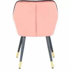 ReCollection Fauteuils Fauteuil Design Rembourrée Velours Rose Pieds Noir Et Doré -Chaise Soldes Magasin fauteuil design rembourree velours rose pieds noir et dore 4