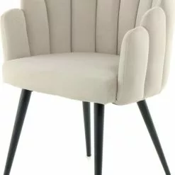 ReCollection Fauteuils Fauteuil Design Rétro Rembourré En Velours Beige