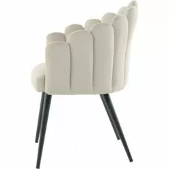 ReCollection Fauteuils Fauteuil Design Rétro Rembourré En Velours Beige -Chaise Soldes Magasin fauteuil design retro rembourre en velours beige 3