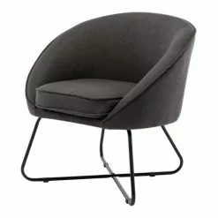 Moloo Fauteuils Fauteuil Design Tissu Gris Anthracite Pieds Métal Noir