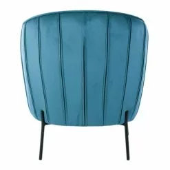 Moloo Fauteuils Fauteuil Design Velours Bleu Canard Pieds Métal Noir -Chaise Soldes Magasin fauteuil design velours bleu canard pieds metal noir 2