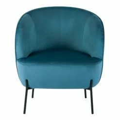 Moloo Fauteuils Fauteuil Design Velours Bleu Canard Pieds Métal Noir -Chaise Soldes Magasin fauteuil design velours bleu canard pieds metal noir 4
