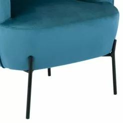 Moloo Fauteuils Fauteuil Design Velours Bleu Canard Pieds Métal Noir -Chaise Soldes Magasin fauteuil design velours bleu canard pieds metal noir 5