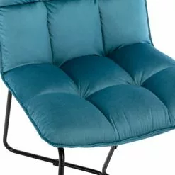 Moloo Fauteuils Fauteuil Design Velours Bleu Canard Pieds Métal Noir -Chaise Soldes Magasin fauteuil design velours bleu canard pieds metal noir 8