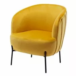 Moloo Fauteuils Fauteuil Design Velours Curry Pieds Métal Noir