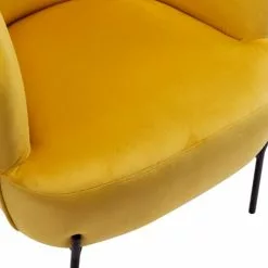 Moloo Fauteuils Fauteuil Design Velours Curry Pieds Métal Noir -Chaise Soldes Magasin fauteuil design velours curry pieds metal noir 3