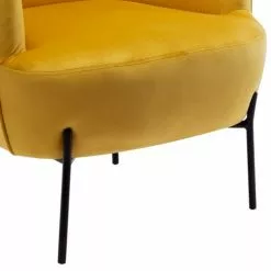 Moloo Fauteuils Fauteuil Design Velours Curry Pieds Métal Noir -Chaise Soldes Magasin fauteuil design velours curry pieds metal noir 5