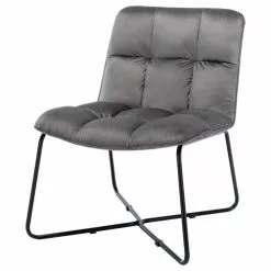 Moloo Fauteuils Fauteuil Design Velours Gris Pieds Métal Noir