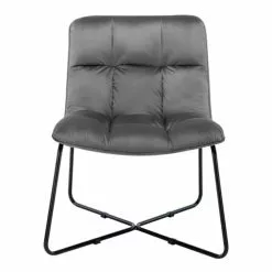 Moloo Fauteuils Fauteuil Design Velours Gris Pieds Métal Noir -Chaise Soldes Magasin fauteuil design velours gris pieds metal noir 4