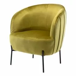 Moloo Fauteuils Fauteuil Design Velours Kaki Pieds Métal Noir