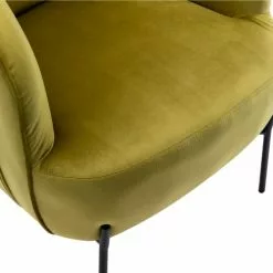 Moloo Fauteuils Fauteuil Design Velours Kaki Pieds Métal Noir -Chaise Soldes Magasin fauteuil design velours kaki pieds metal noir 3