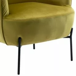 Moloo Fauteuils Fauteuil Design Velours Kaki Pieds Métal Noir -Chaise Soldes Magasin fauteuil design velours kaki pieds metal noir 5