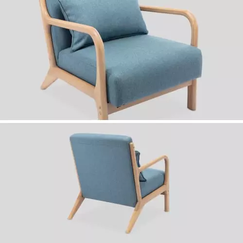 Alice's Garden Fauteuils Fauteuil En Bois Avec Tissu Bleu 65x 80x79cm 6 Alice's Garden Fauteuils Fauteuil En Bois Avec Tissu Bleu 65x 80x79cm – Image 6
