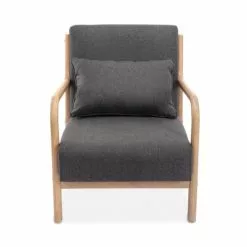 Alice's Garden Fauteuils Fauteuil En Bois Avec Tissu Gris Foncé 65x 80x79cm -Chaise Soldes Magasin fauteuil en bois avec tissu gris fonce 65x 80x79cm 4
