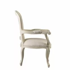 MOYCOR Fauteuils Fauteuil En Bois D'acajou Blanc Et Revêtement En Polyester Blanc -Chaise Soldes Magasin fauteuil en bois d acajou blanc et revetement en polyester blanc 2
