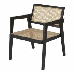 Maisons Du Monde Fauteuils Fauteuil En Bois De HĂȘtre Noir Cannage En Rotin