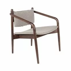 Dutchbone Fauteuils Fauteuil En Bois Et Tissu Beige