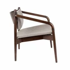 Dutchbone Fauteuils Fauteuil En Bois Et Tissu Beige -Chaise Soldes Magasin fauteuil en bois et tissu beige 4