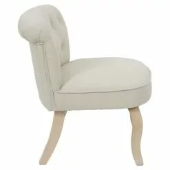 The Home Deco Factory Fauteuils Fauteuil En Bois Et Tissu Eleonore Beige -Chaise Soldes Magasin fauteuil en bois et tissu eleonore beige 2
