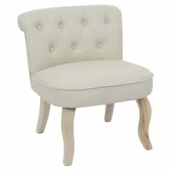 The Home Deco Factory Fauteuils Fauteuil En Bois Et Tissu Eleonore Beige -Chaise Soldes Magasin fauteuil en bois et tissu eleonore beige 4