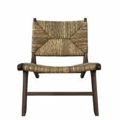 MOYCOR Fauteuils Fauteuil En Bois Marron Et Beige -Chaise Soldes Magasin fauteuil en bois marron et beige 2