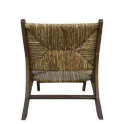 MOYCOR Fauteuils Fauteuil En Bois Marron Et Beige -Chaise Soldes Magasin fauteuil en bois marron et beige 3