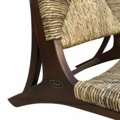 MOYCOR Fauteuils Fauteuil En Bois Marron Et Beige -Chaise Soldes Magasin fauteuil en bois marron et beige 5