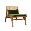 Robin Des Bois Fauteuils Fauteuil En Cannage Chêne Clair Et Velours Vert Vintage