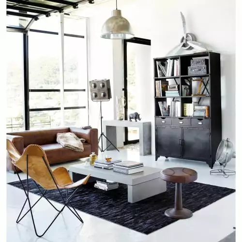 Maisons Du Monde Fauteuils Fauteuil En Croûte De Cuir Camel 4 Maisons Du Monde Fauteuils Fauteuil En Croûte De Cuir Camel – Image 4