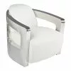 Now’s Home Fauteuils Fauteuil En Cuir Blanc Structure En Acier Inoxydable